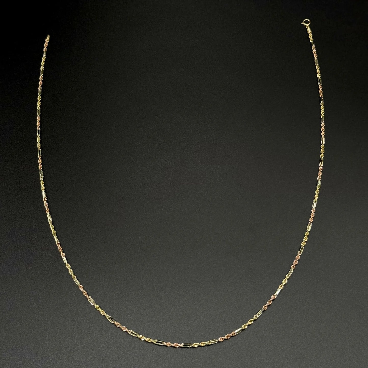 Cadena Tricolor Fantasía de Oro 14K – 27.5 cm | Joyería Celina