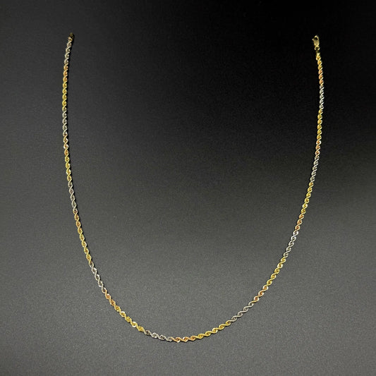 Cadena Tricolor Torzal de Oro 14K – 27.5 cm | Joyería Celina