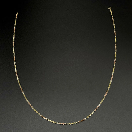 Cadena Tricolor Fantasía de Oro 14K – 27.5 cm | Joyería Celina